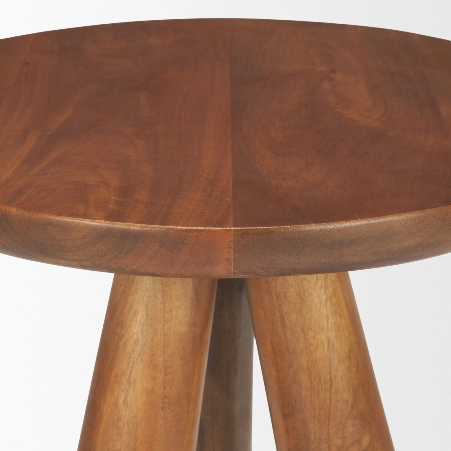 006 SI-2540767 | Closeup | Mora Accent Table by Mercana in medium brown. Made from solid wood in a unique style.