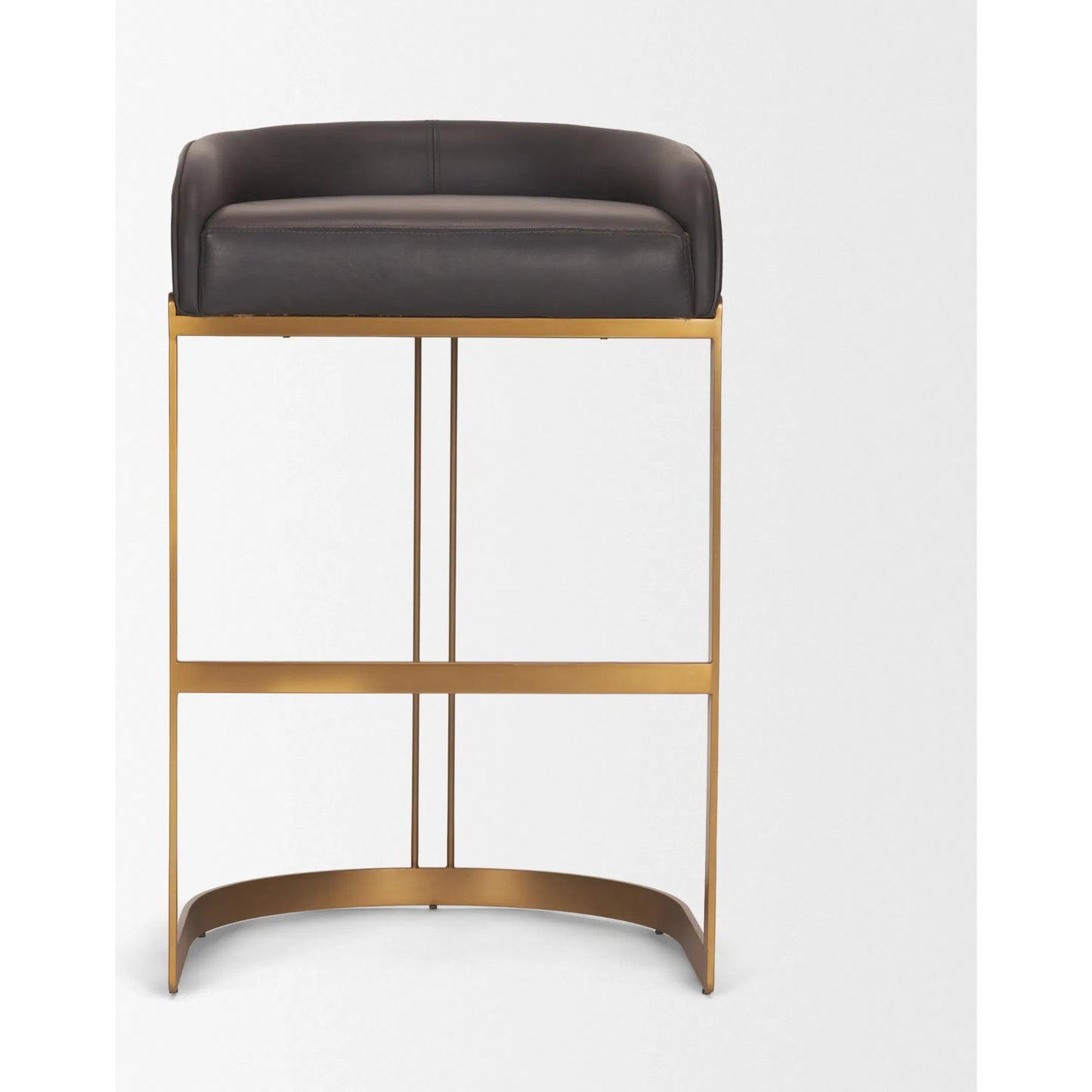 001 SI-2540753 | Additional Silo | Hollyfield Leather Bar Stool by Mercana in dark brown. Made from metal in a unique style.