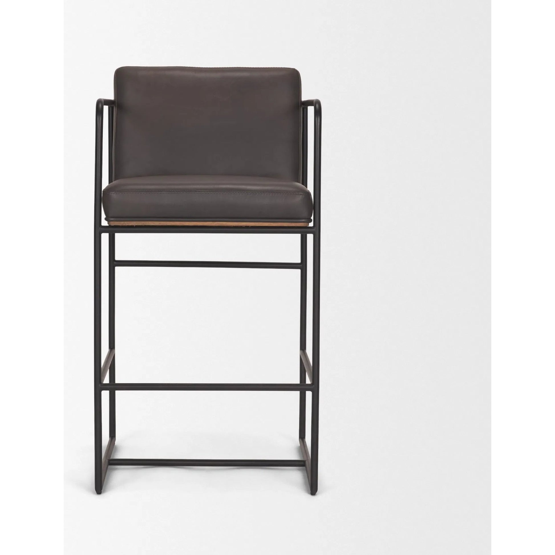 Stamford Counter Stool by Mercana in dark brown. Made from metal in a unique style.