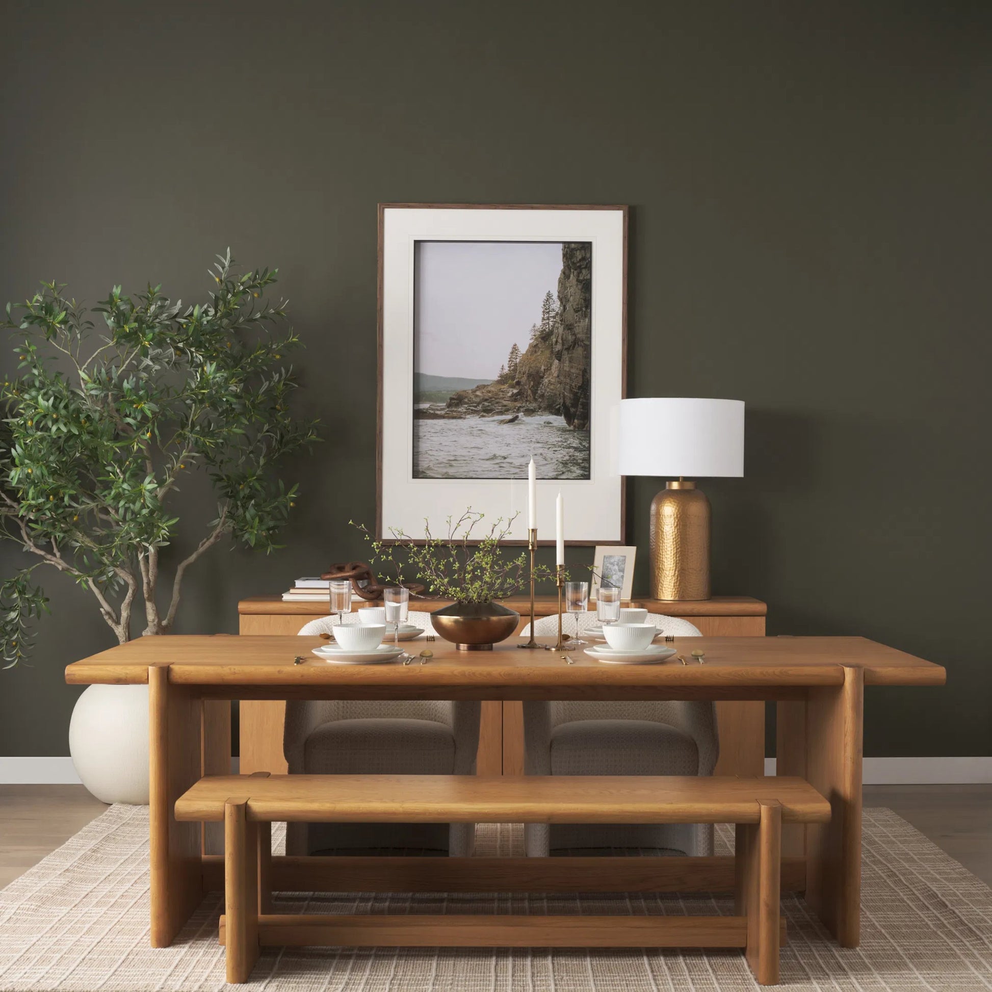 Rowan Rectangular Dining Table by Mercana in light brown. Made from manufactured in a unique style.