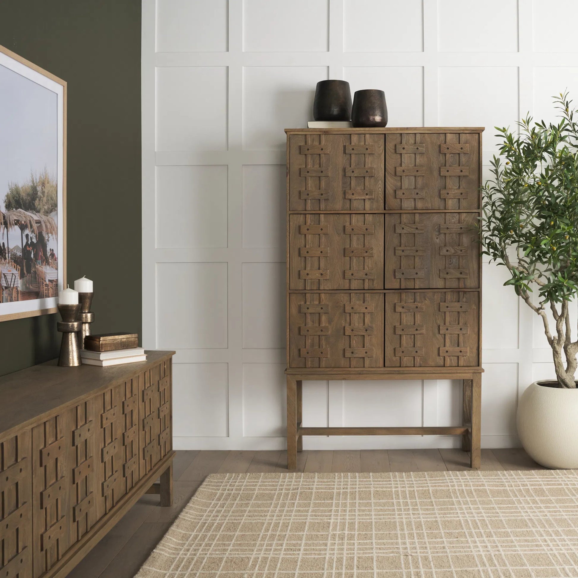 Truss Tall Cabinet by Mercana. Made from solid wood in a unique style.