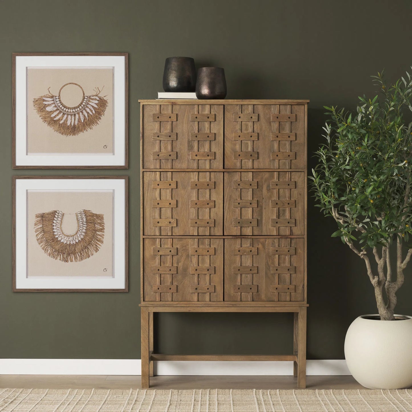 013 SI-2540810 | Lifestyle | Truss Tall Cabinet by Mercana. Made from solid wood in a unique style.