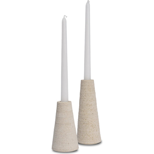 Cono Candle Holders Set of Two by Mercana in white. Made from marble in a unique style.