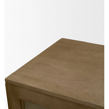 Suri Sideboard by Mercana in light brown. Made from solid wood in a transitional style.