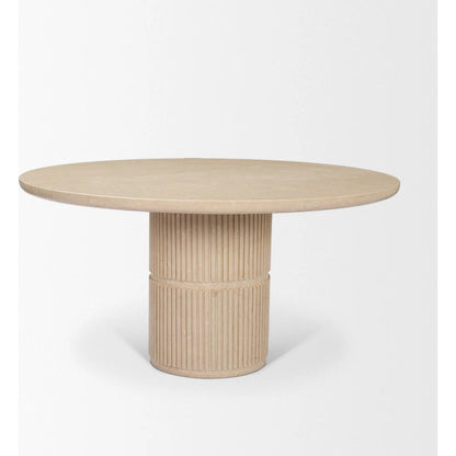 Sorrano 59" Dining Table by Mercana in beige. Made from marble in a unique style.