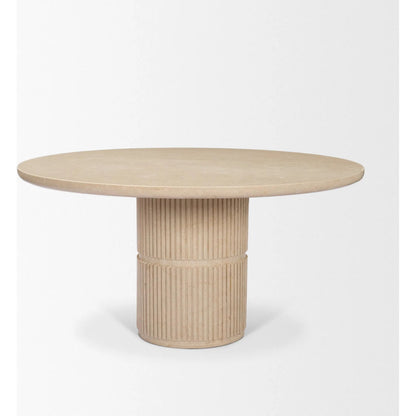 Sorrano 59" Dining Table by Mercana in beige. Made from marble in a unique style.