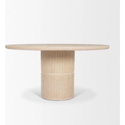 Sorrano 59" Dining Table by Mercana in beige. Made from marble in a unique style.