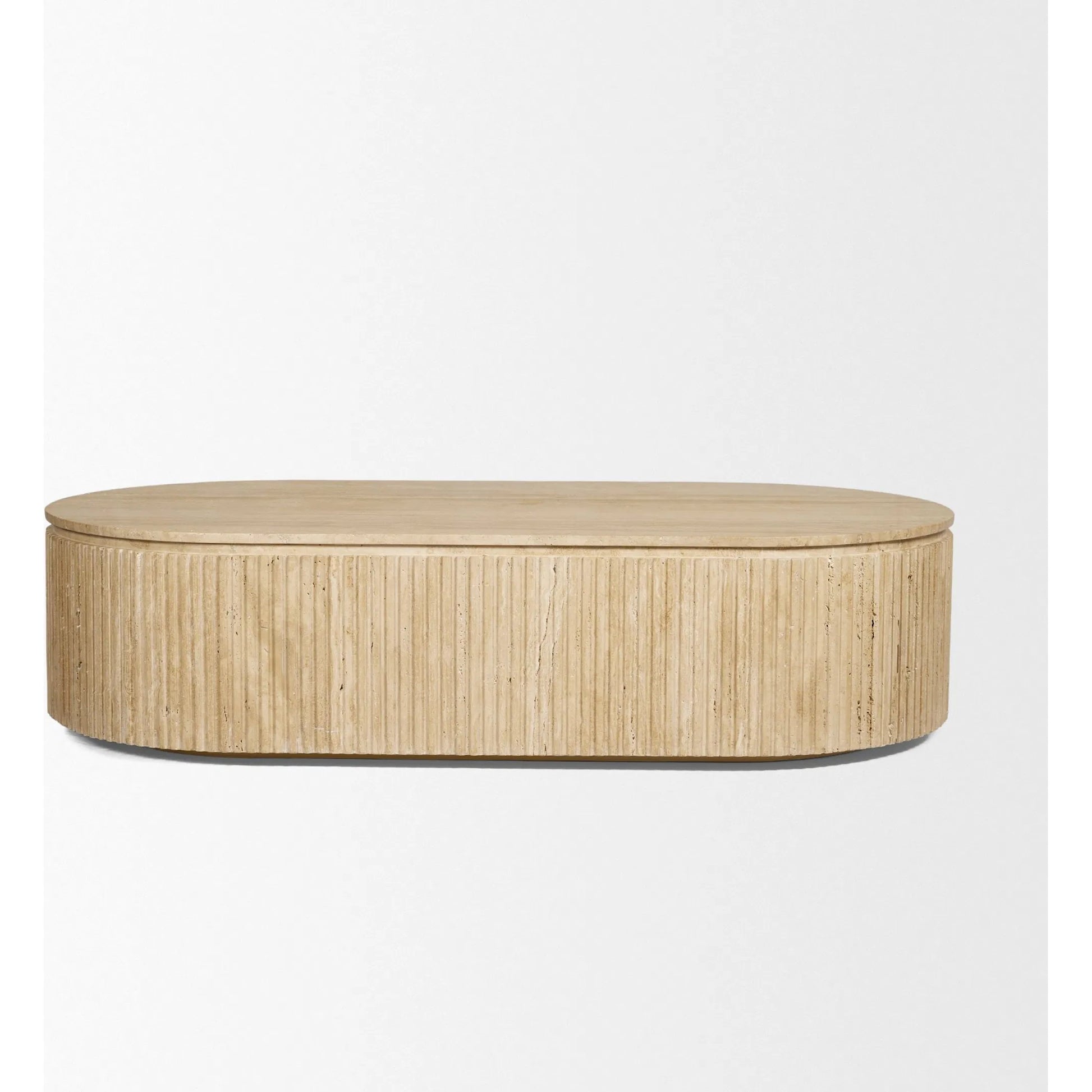 Elara Coffee Table by Mercana in beige. Made from marble in a unique style.