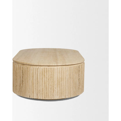 Elara Coffee Table by Mercana in beige. Made from marble in a unique style.