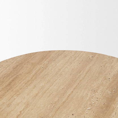 Elara Coffee Table by Mercana in beige. Made from marble in a unique style.