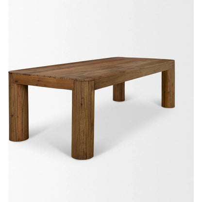 Hewitt 94" Rectangular Dining Table by Mercana in brown. Made from reclaimed wood in a unique style.