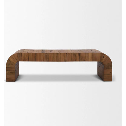 Denton Bench by Mercana in brown. Made from reclaimed wood in a unique style.