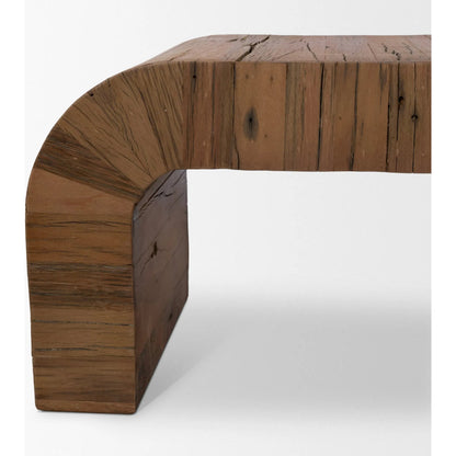 Denton Bench by Mercana in brown. Made from reclaimed wood in a unique style.
