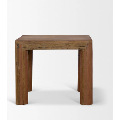 Hewitt Side Table by Mercana in brown. Made from reclaimed wood in a unique style.