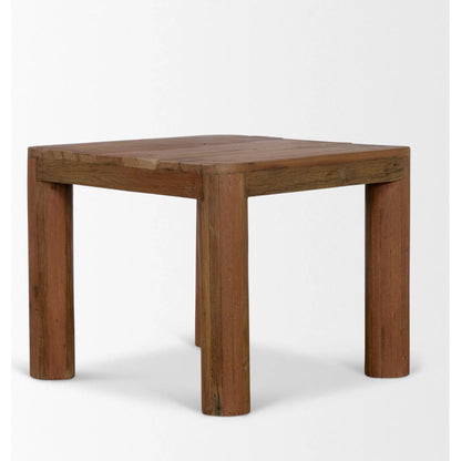 Hewitt Side Table by Mercana in brown. Made from reclaimed wood in a unique style.