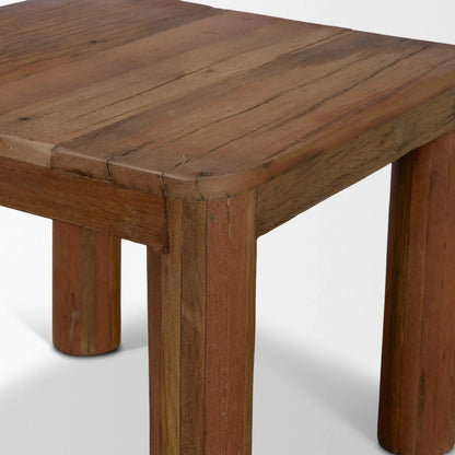 Hewitt Side Table by Mercana in brown. Made from reclaimed wood in a unique style.