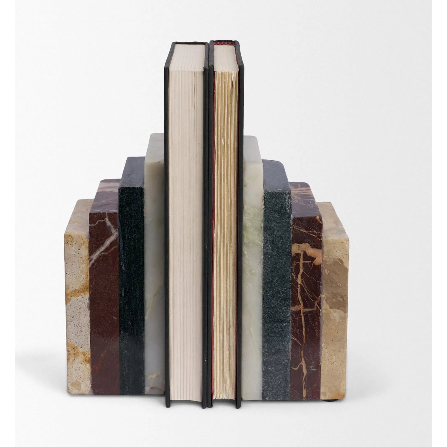 002 SI-2540733 | Additional Silo | Corte Stack Bookends by Mercana in beige. Made from marble in a unique style.