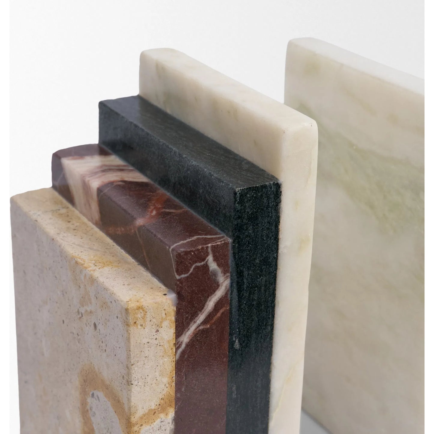 004 SI-2540733 | Closeup | Corte Stack Bookends by Mercana in beige. Made from marble in a unique style.