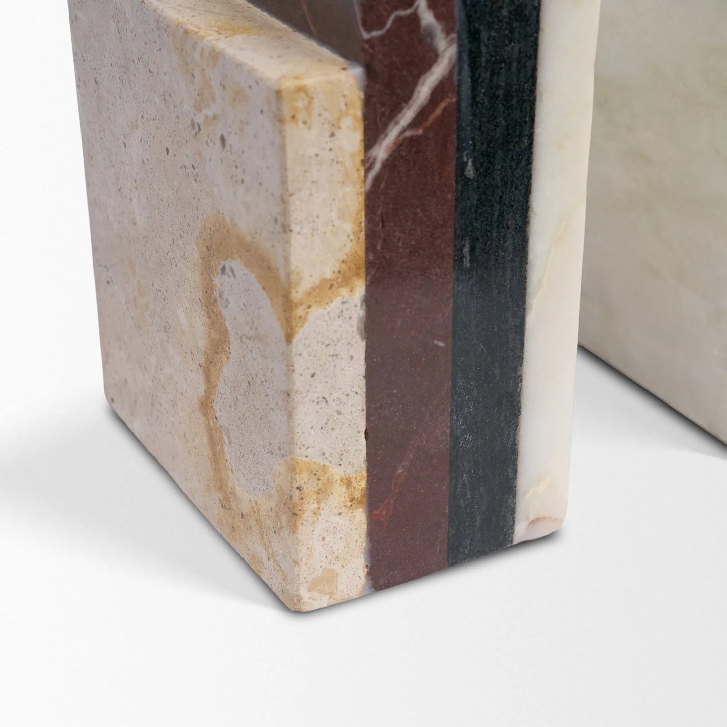 005 SI-2540733 | Closeup | Corte Stack Bookends by Mercana in beige. Made from marble in a unique style.