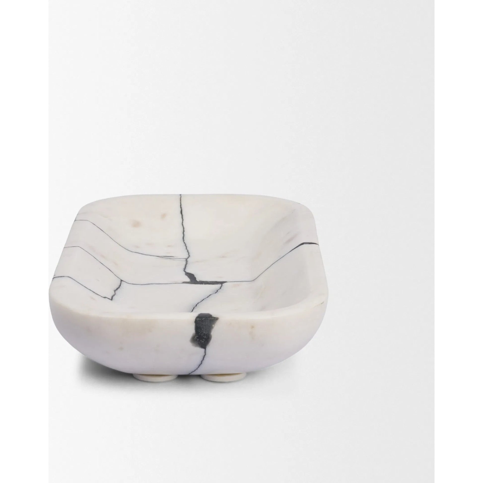 Sintessi Rectangular Bowl by Mercana in white. Made from marble in a unique style.