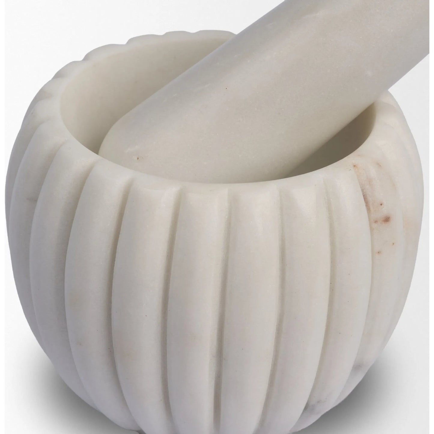 005 SI-2540727 | Closeup | Cava Mortar & Pestle by Mercana in white. Made from marble in a unique style.