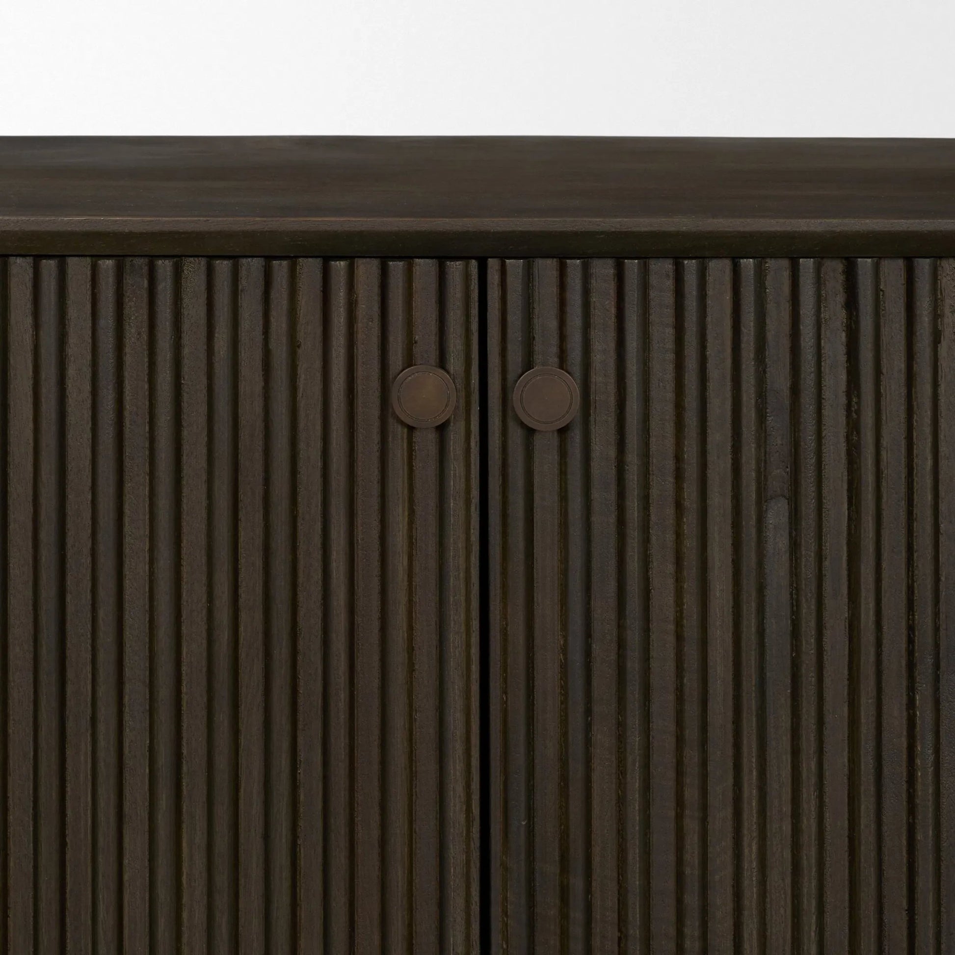 Cinder Sideboard by Mercana in dark brown. Made from solid wood in a unique style.
