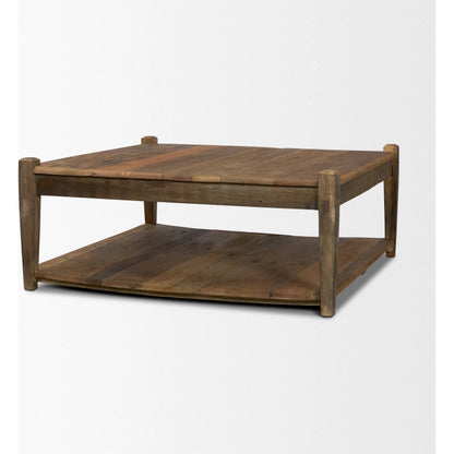 Ashwick Coffee Table by Mercana in dark brown. Made from solid wood in a unique style.
