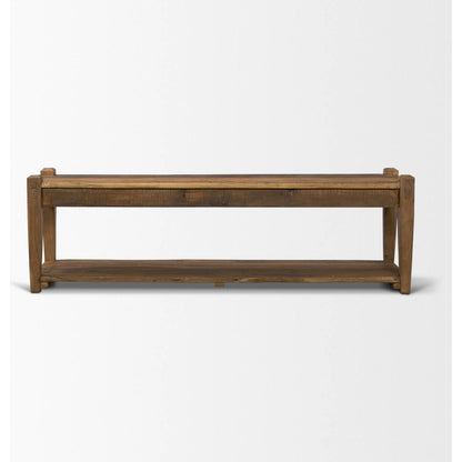 Ashwick Bench by Mercana in dark brown. Made from reclaimed wood in a unique style.