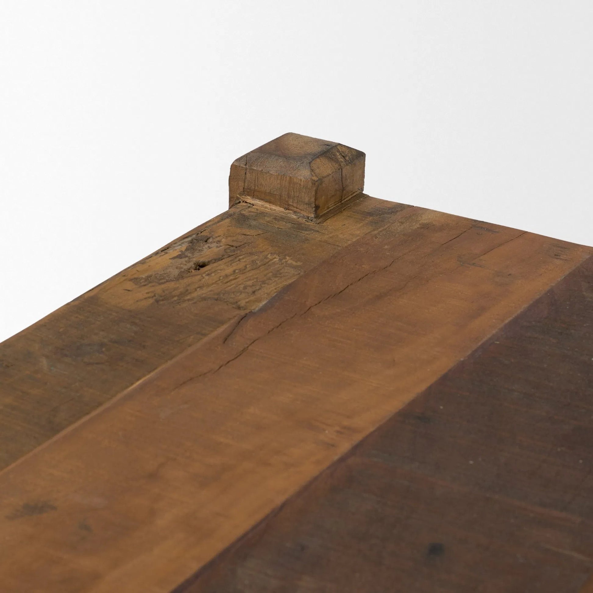Ashwick Bench by Mercana in dark brown. Made from reclaimed wood in a unique style.