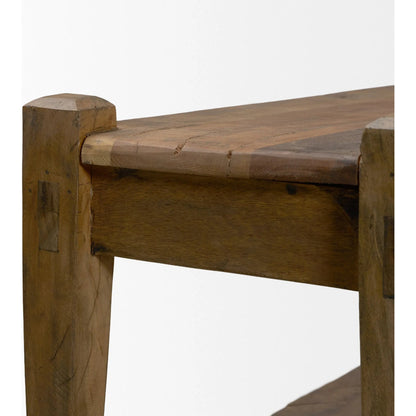 Ashwick Bench by Mercana in dark brown. Made from reclaimed wood in a unique style.