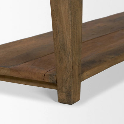 Ashwick Bench by Mercana in dark brown. Made from reclaimed wood in a unique style.