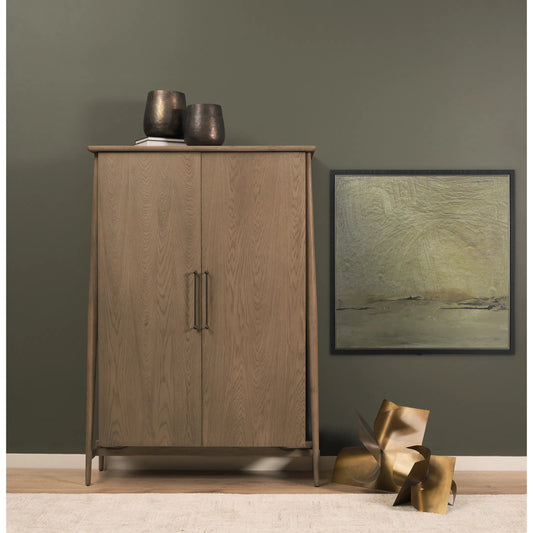Hollis Curio Cabinet by Mercana in brown. Made from manufactured wood in a unique style.