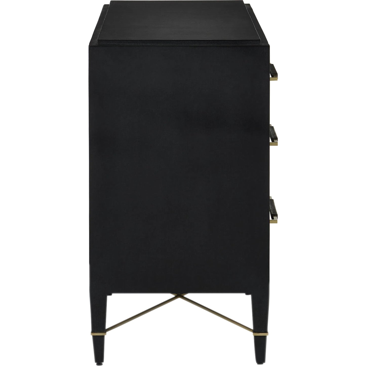 004 SI-2387177 | Additional Silo | Verona Six-Drawer Chest by Currey and Company in black, natural, champagne, silver. Made from lacquered linen, mahogany, engineered wood, metal, faux velvet in a modern style.