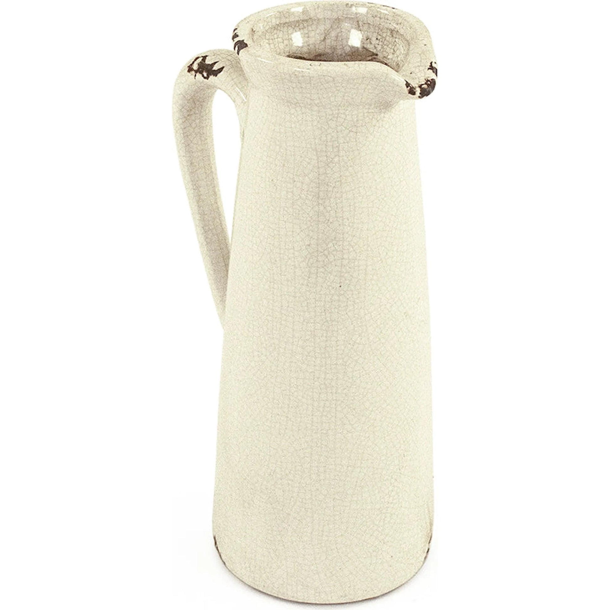 Distressed Crackle White Pitcher by Zentique in distressed crackle white. Made from ceramic in a traditional style.