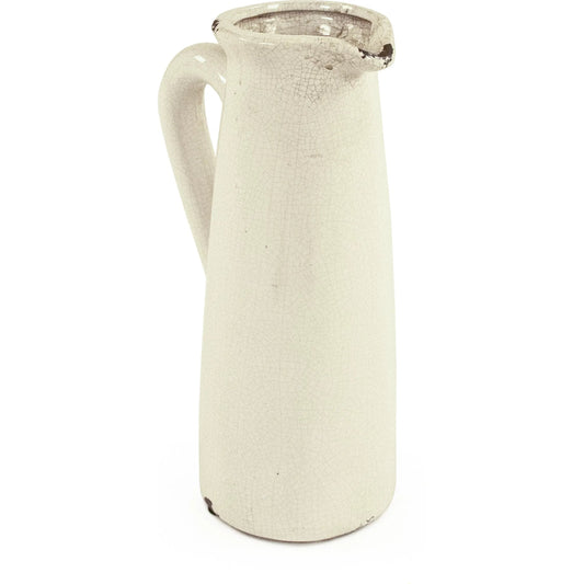 Distressed Crackle White Pitcher by Zentique in distressed crackle white. Made from ceramic in a traditional style.