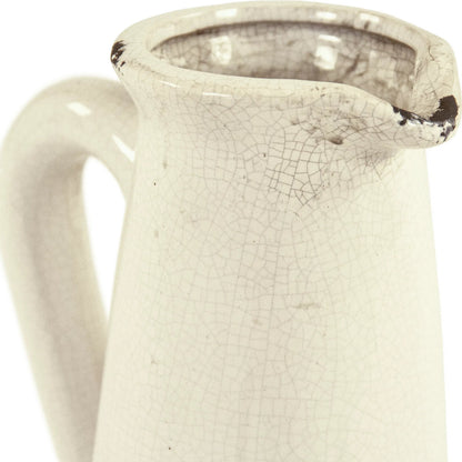 Distressed Crackle White Pitcher by Zentique in distressed crackle white. Made from ceramic in a traditional style.