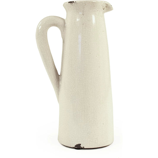 Distressed Crackle White Pitcher by Zentique in distressed crackle white. Made from ceramic in a traditional style.