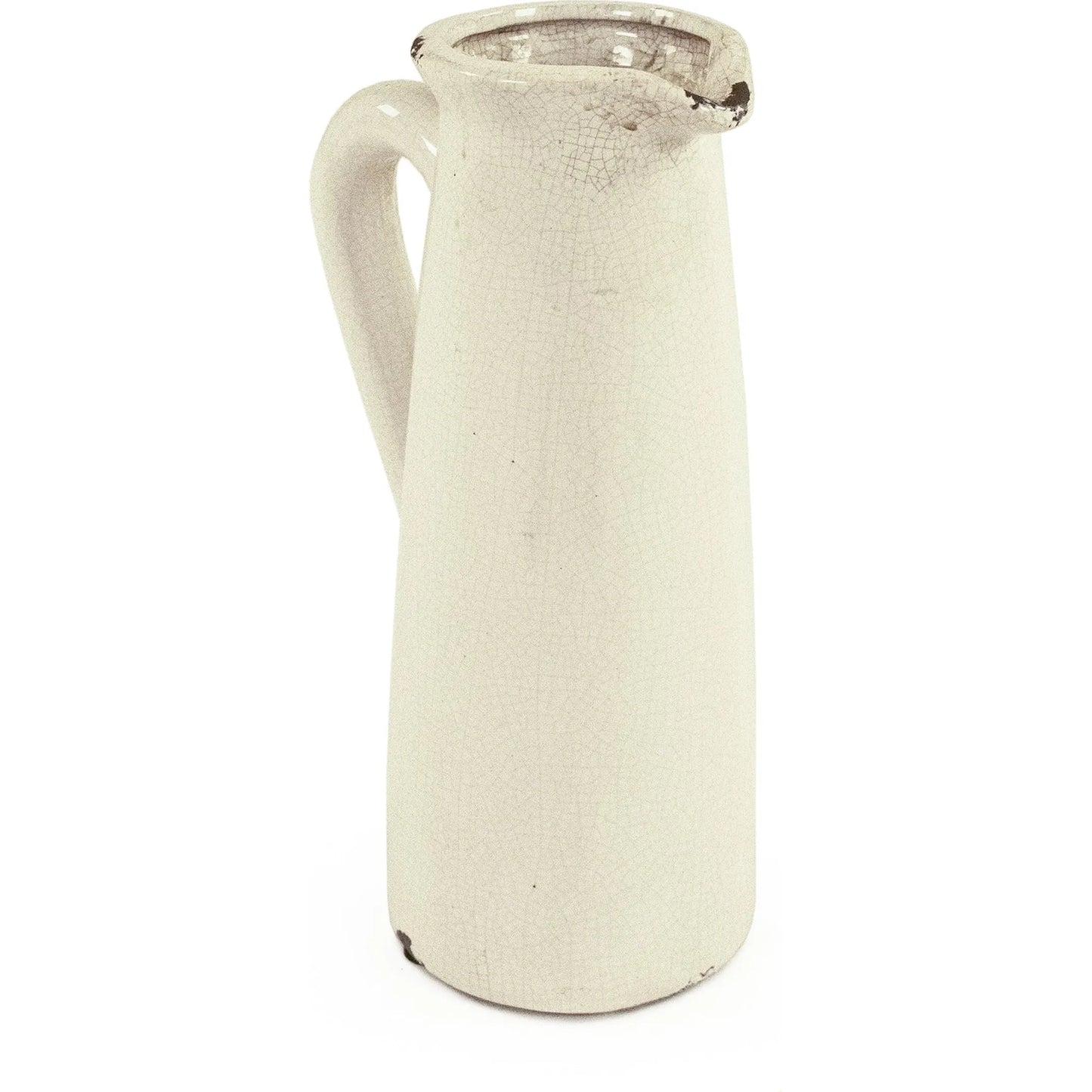 009 SI-2448743 | Additional Silo | Distressed Crackle White Pitcher by Zentique in distressed crackle white. Made from ceramic in a traditional style.