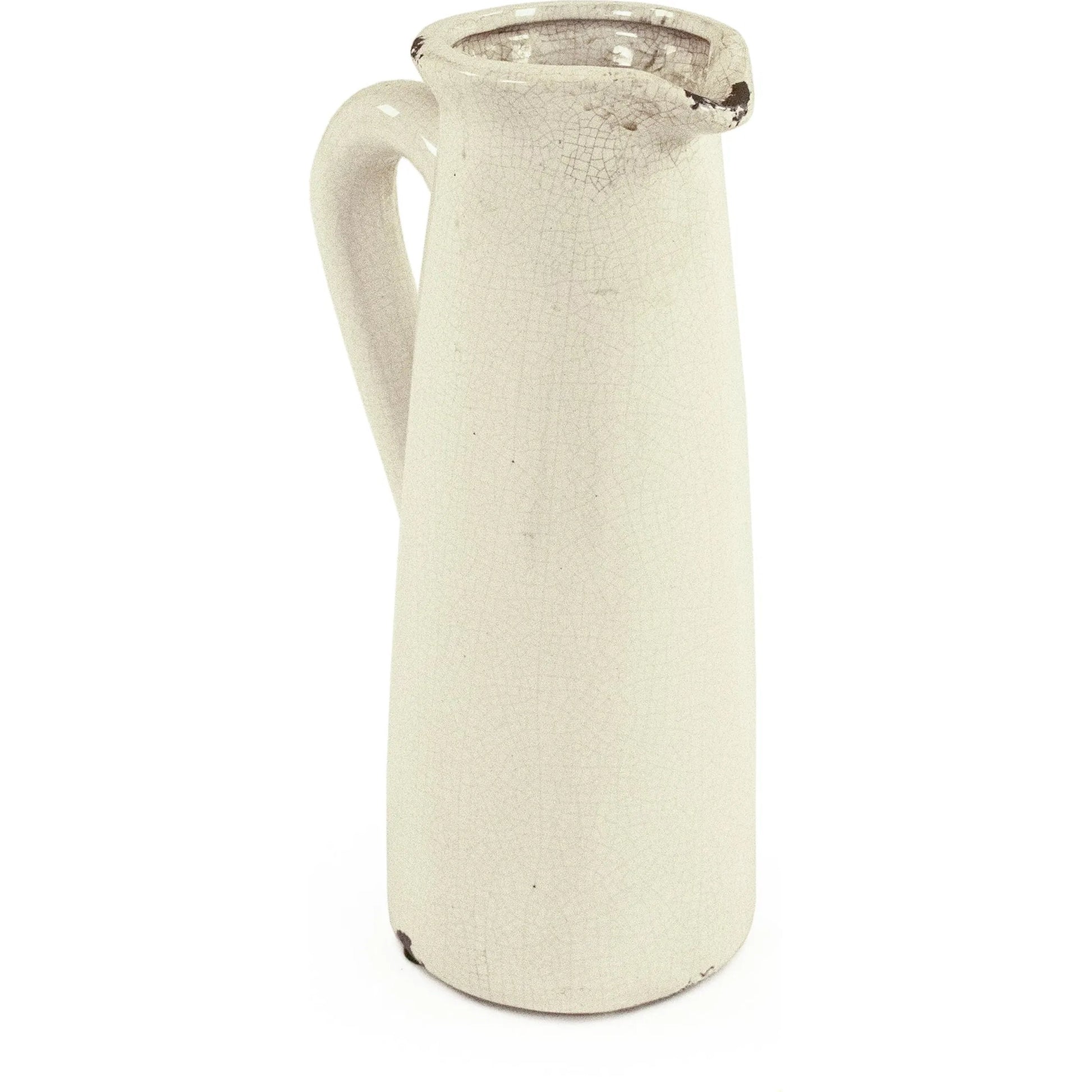 Distressed Crackle White Pitcher by Zentique in distressed crackle white. Made from ceramic in a traditional style.