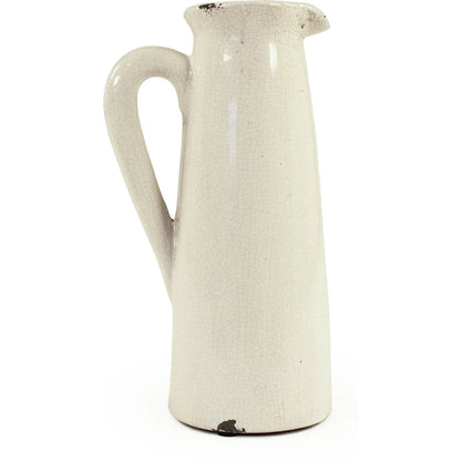 Distressed Crackle White Pitcher by Zentique in distressed crackle white. Made from ceramic in a traditional style.