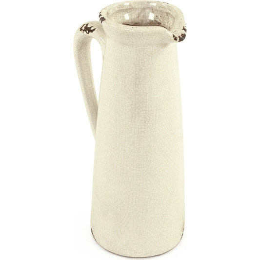 Distressed Crackle White Pitcher by Zentique in distressed crackle white. Made from ceramic in a traditional style.