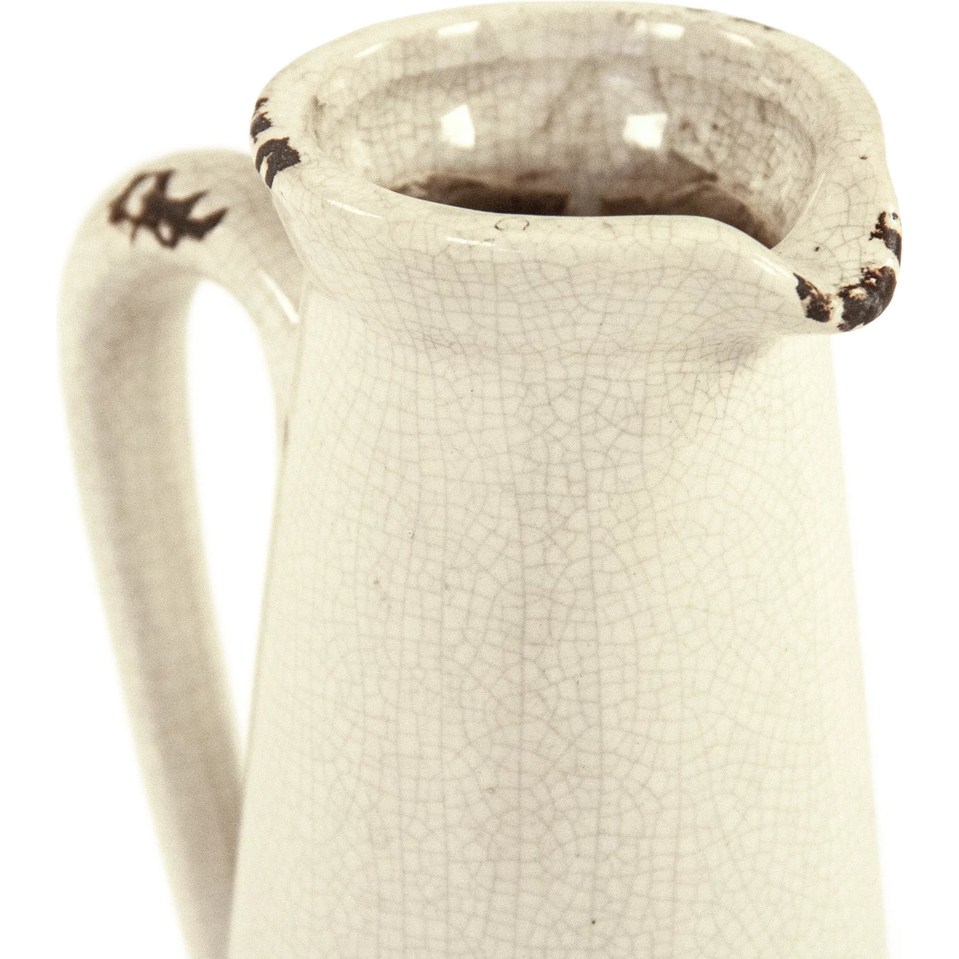 Distressed Crackle White Pitcher by Zentique in distressed crackle white. Made from ceramic in a traditional style.