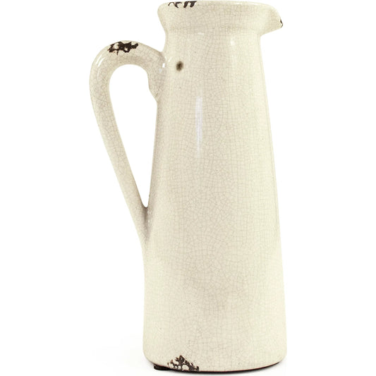Distressed Crackle White Pitcher by Zentique in distressed crackle white. Made from ceramic in a traditional style.