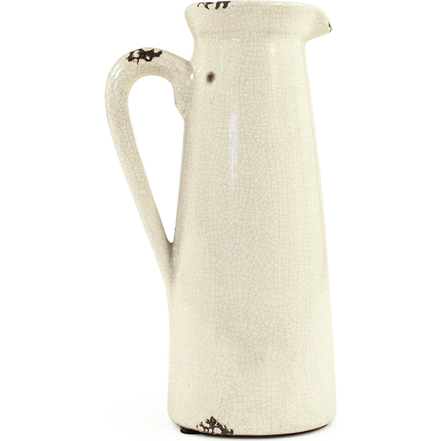 007 SI-2448743 | Additional Silo | Distressed Crackle White Pitcher by Zentique in distressed crackle white. Made from ceramic in a traditional style.