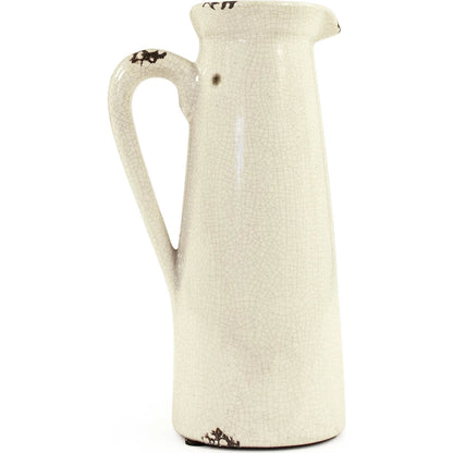 Distressed Crackle White Pitcher by Zentique in distressed crackle white. Made from ceramic in a traditional style.