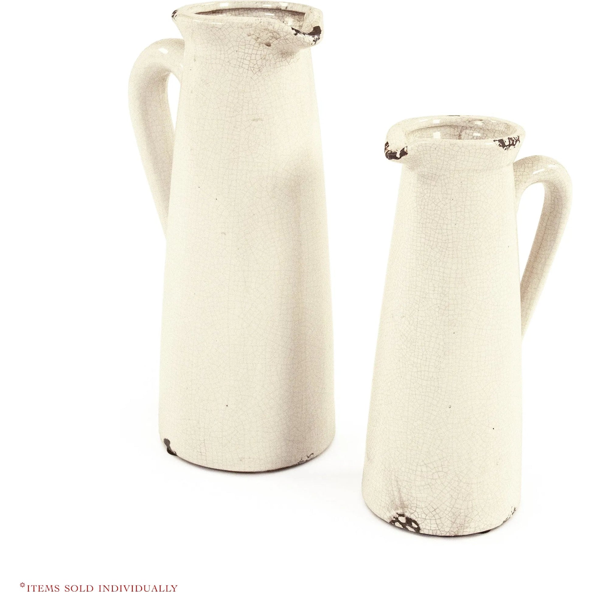 Distressed Crackle White Pitcher by Zentique in distressed crackle white. Made from ceramic in a traditional style.