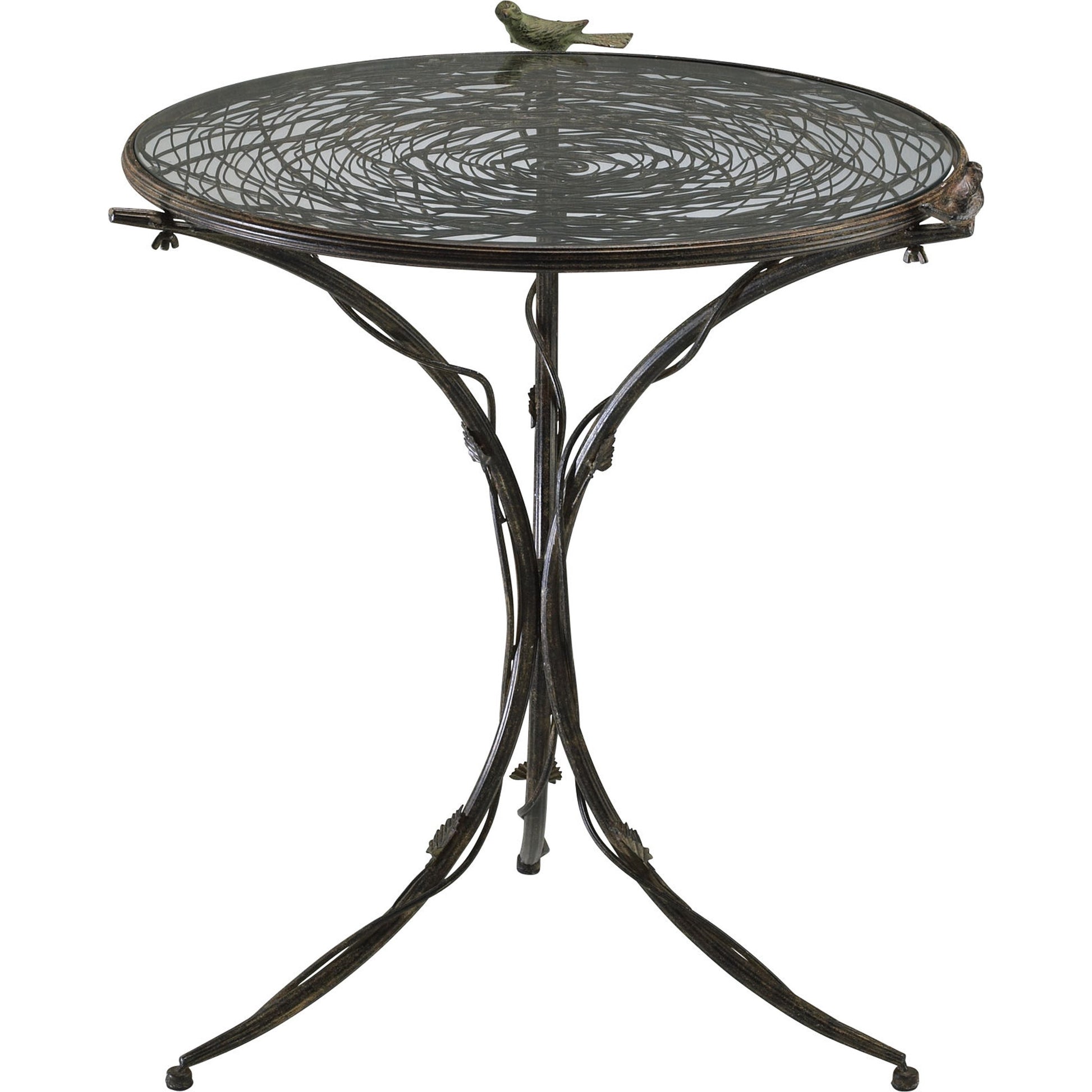 Bird Bistro Table by Cyan Design in muted rust. Made from iron, glass in a cottage & farmhouse style.