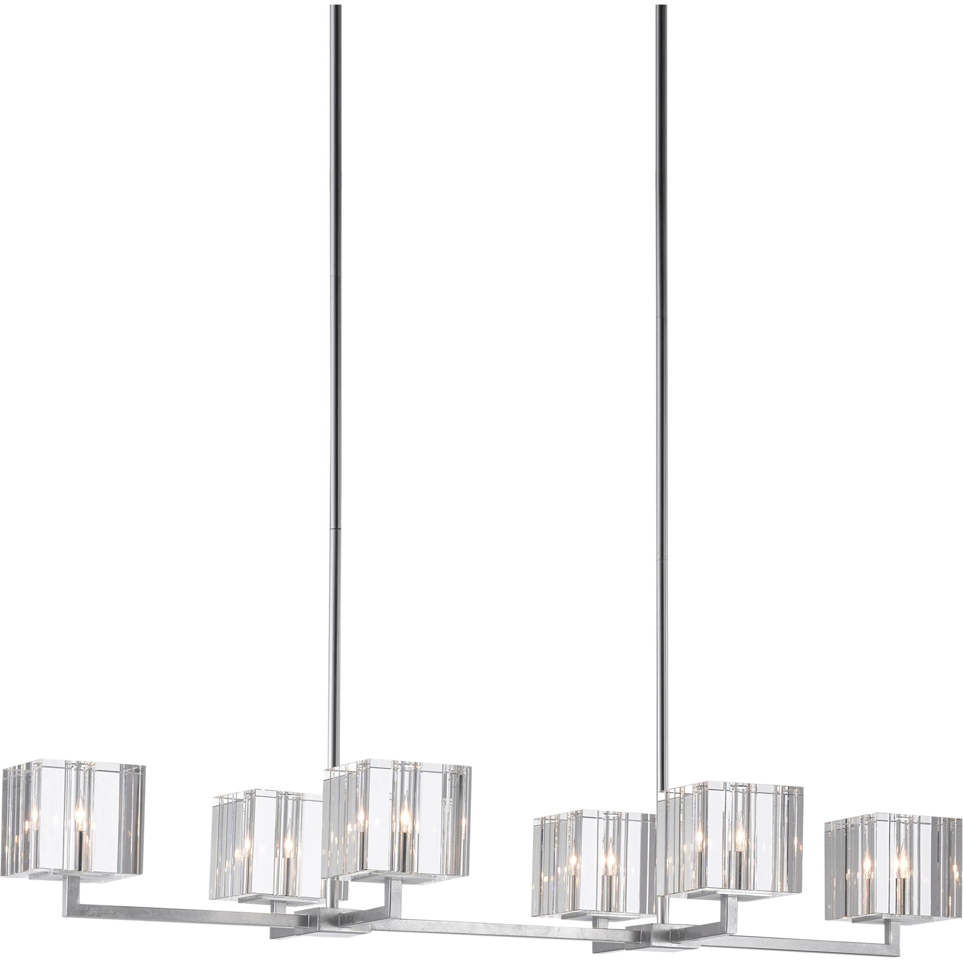 Valerio Chandelier by Currey and Company in silver leaf. Made from metal, optic crystal in a modern style.