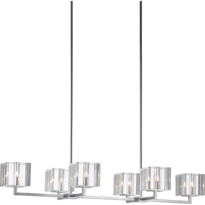 Valerio Chandelier by Currey and Company in silver leaf. Made from metal, optic crystal in a modern style.