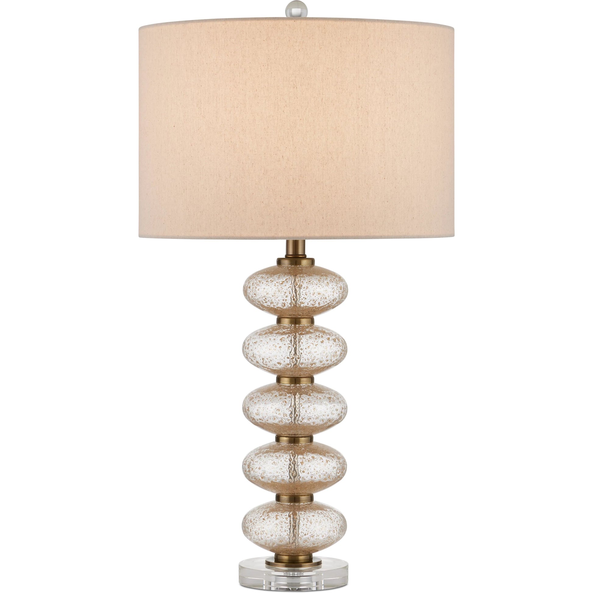 Zebulon Table Lamp by Currey and Company in clear, gold, antique brass. Made from glass, metal, optic crystal in a modern style.